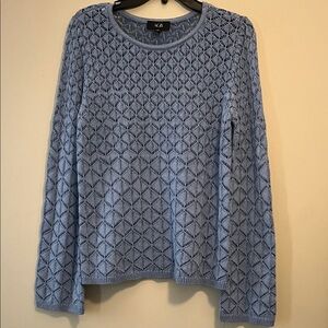 AGB Chambray Blue Textured Crew Neck Sweater